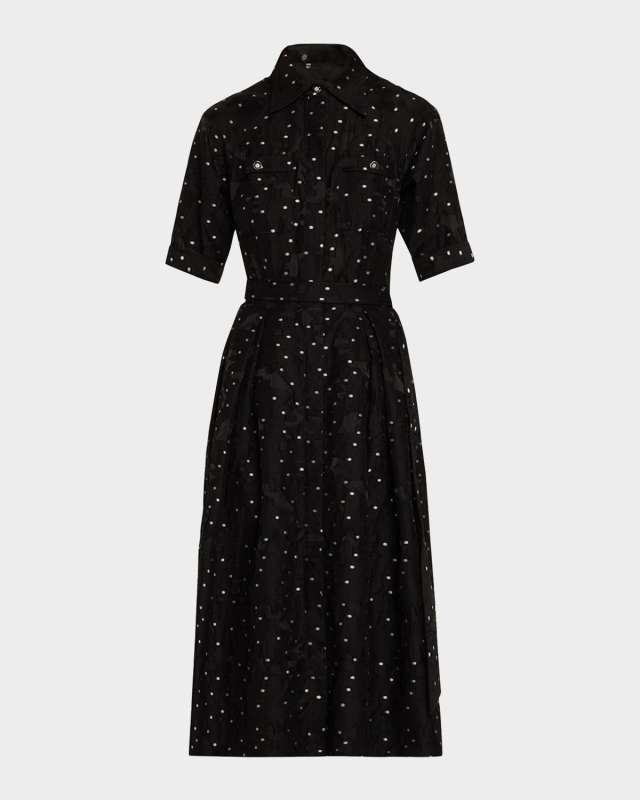 Burnout Polka Dot Midi Shirtdress
